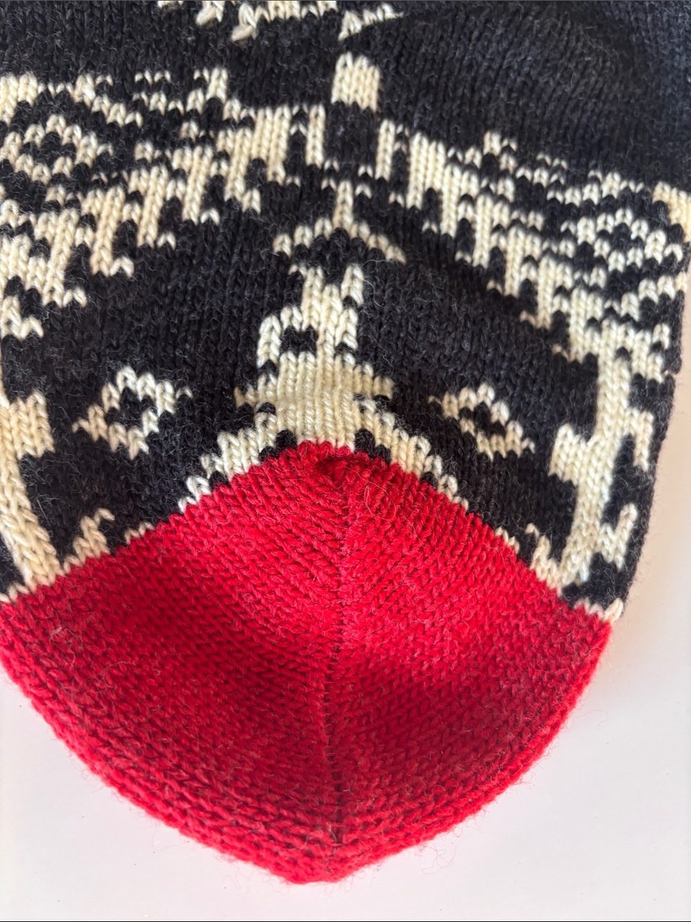 Wool Red & Black Patterned Knit Stocking - Picture 4 of 7